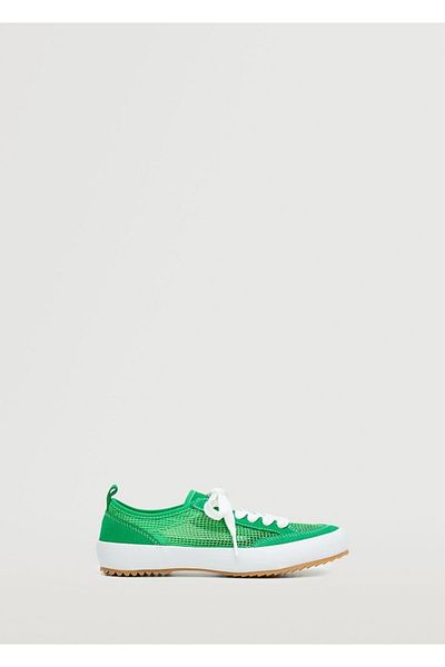 MANGO Woman Verde - Adidași cu detalii din plasă