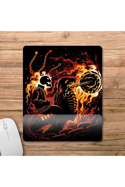 Pixxa نموذج لوحة ماوس مع مسند للمعصم بتصميم Ghost Rider - 1