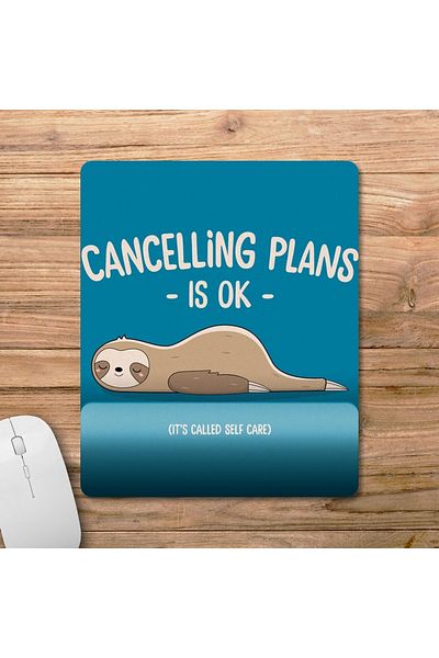 Pixxa Cancelling Plans Is Ok - حيوان كسول - نموذج لوحة ماوس لدعم المعصم لحقوق الكسل - 1