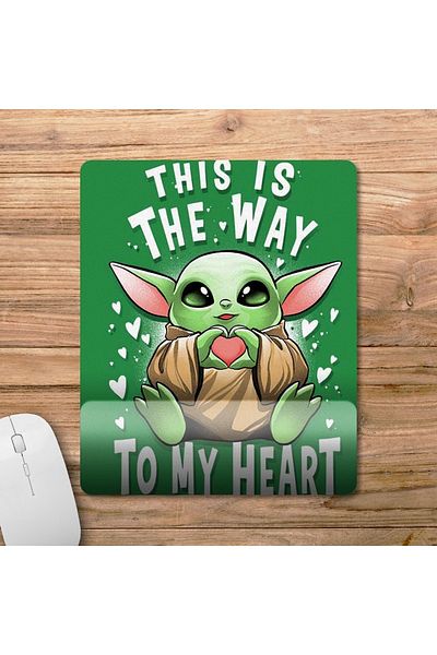 Pixxa Mandalorian Baby Yoda Grogu This Is The Way - نموذج لوحة ماوس لمساعدة المعصم - 1