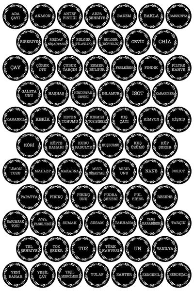 NeoPrint Set de autocolante pentru etichete, 72 bucăți, rotunde, negre, nuci, pulpe, borcane