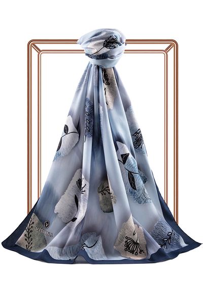 Vissona Women's Luxury Medina Silk Shawl Baby Blue - Indigo