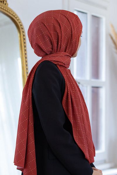 Vissona Γυναικείο πολυτελές μεταξωτό σάλι Medina Claret Red-1