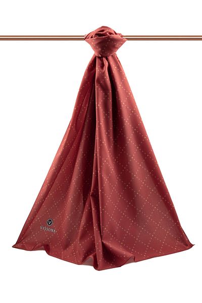 Vissona Γυναικείο πολυτελές μεταξωτό σάλι Medina Claret Red-1