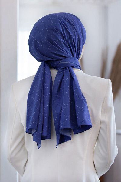 Vissona Γυναικείο σάλι πολυτελείας Medina Silk Indigo-2