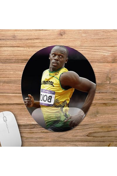 Pixxa موديل لوحة ماوس مع مسند للمعصم من Usain Bolt - 3 بيضاوي