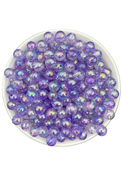 Hedef Bijuteri 10mm Lila Renk Janjanlı Akrilik Boncuk, Takı, Çanta Yapım Bonc...