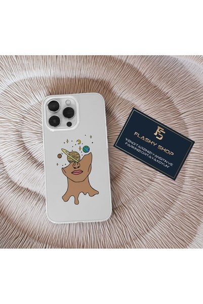 Flashy Shop Huawei P40 Lite Compatible Women and Planets Design Transparent Case