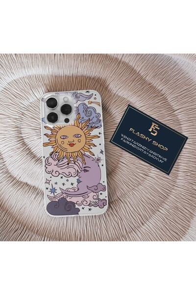 OPPO Reno 4 Lite Compatible Sun And Moon Design Transparent Case