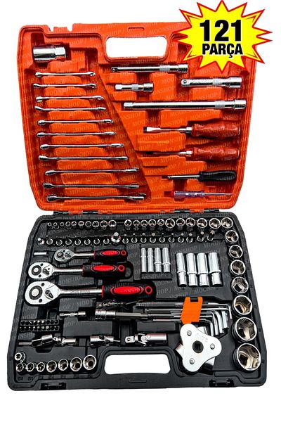 MOONSHOP Professional 121 Piece Socket Set 1/2-1/4-3/8 Set Set