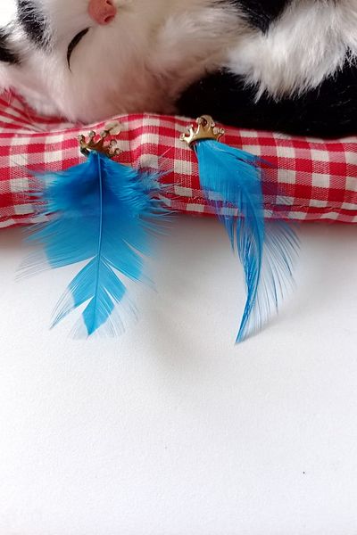 BB wikiki Authentic Ethnic Turquoise Feather Hippie Combination Earrings