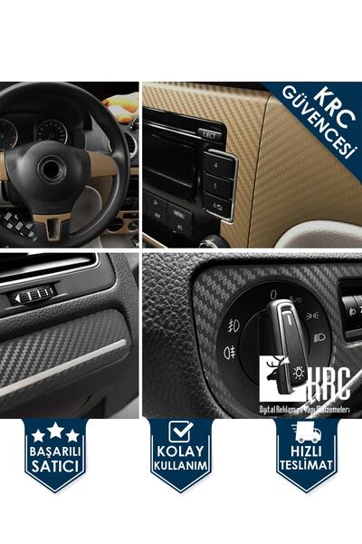 KRCDİJİTAL 3d Karbon Hava Kanallı Araç Kaplama Folyosu 152cmx20cm Kendinden Y...