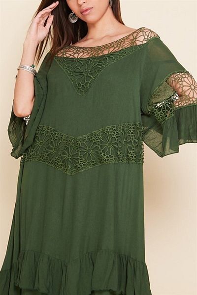 Hazinedan Bohemian Lace Detail Casual Ιταλικό Φόρεμα
