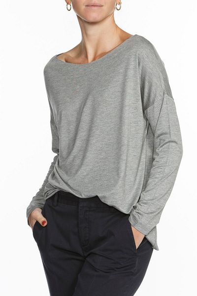 BASIC&CO Eileen Ls Boat Neck Gray Basic Long Sleeve T-shirt