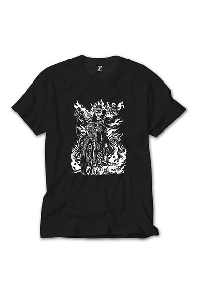 Z zepplin Tricou Motörhead Lemmy Kilmister Motorbike Fire negru