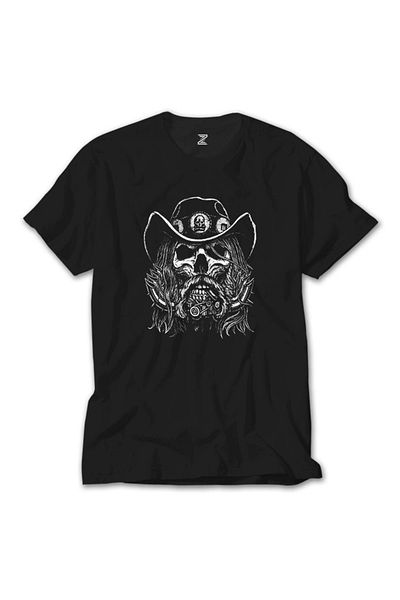 Z zepplin Motörhead Lemmy Kilmister Skull Portrait Μαύρο T-shirt