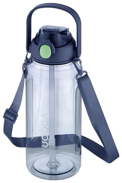 Vagonlife Large Size 2000ml 2 Liter Transparent Water Bottle with/without Straw and Strap