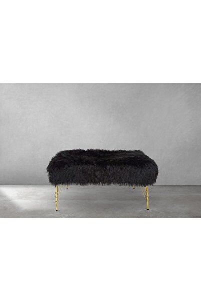 Emre Ev Dekorasyon Peluş Bench Puf - Gold Ayaklı - 90cm