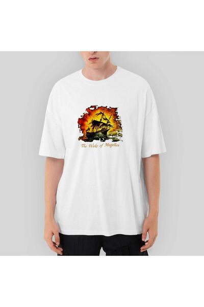 Z zepplin Tricou alb supradimensionat Savatage The Wake Of Magellan