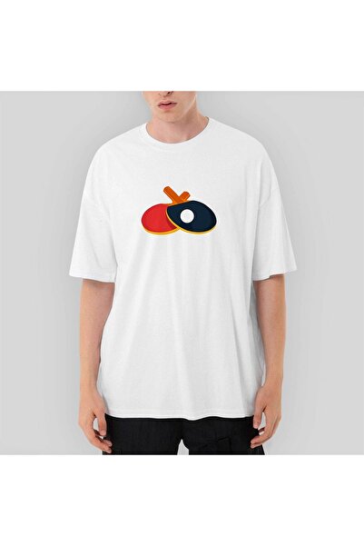 Z zepplin Tricou alb supradimensionat de culoare Ping Pong