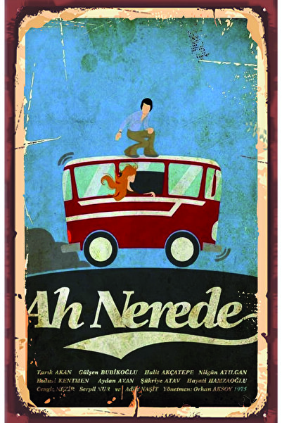 hediyeniburadabul Αχ Πού Είναι Το Πράσινο Κάμπινο - Ξύλινη Ρετρό Αφίσα Νοσταλ...