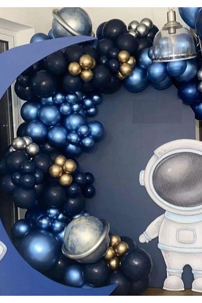 parti sürprizi Chrome Gold Silver Blue And Midnight Blue Balloon Chain 100 Pieces