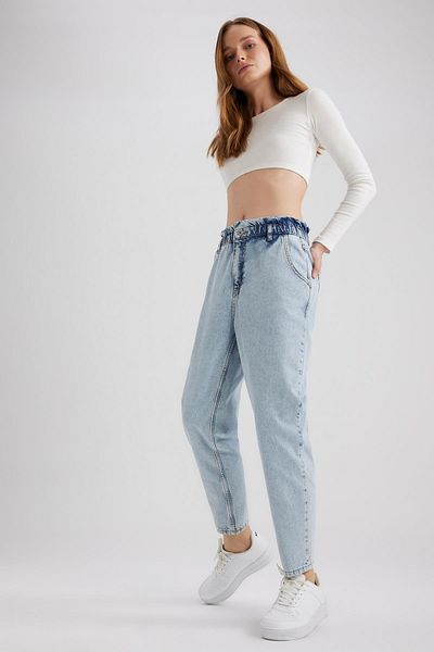 DeFacto Pantaloni Paperbag Jean Crop Fit 100% bumbac