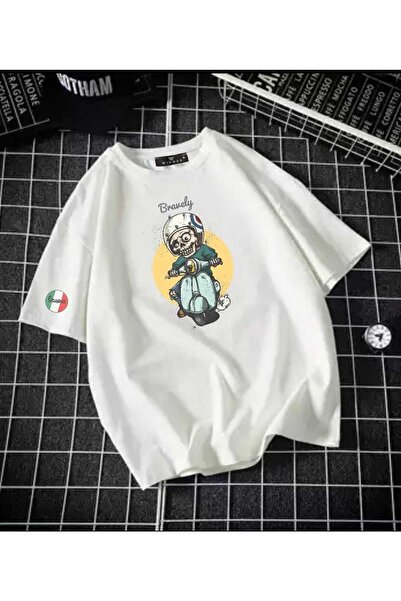 FAVORİST Unisex Skull Vespa Oversize