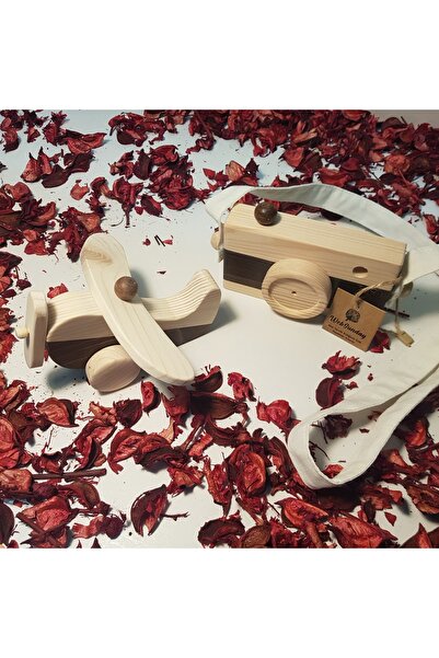 aswood طقم طائرة أطفال خشبية مصنوعة يدويًا ولعبة كاميرا، ديكور، لعبة تعليمية،...