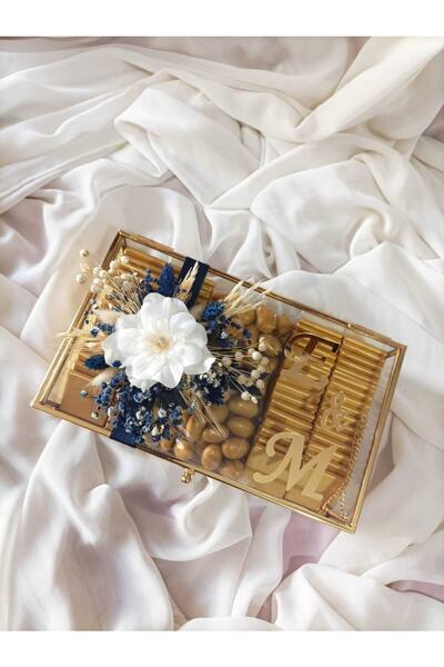 Destina Tasarım Lacivert Cam Kutuda Çilolata/kız Isteme Çikolatası