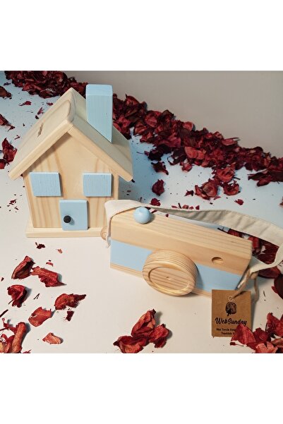 aswood هدية خشبية بنك بيجي + لعبة مجموعة كاميرا، ديكور، لعبة تعليمية، لعبة أطفال