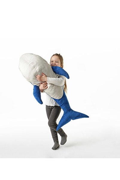 SHIVA Gift&More Blavındag Mavi Dev Balina Yöuuşak Oyuncak Iuku Ve Oyun Arkadaşk Fermuarlı Ağızlı 1 Metre Balık