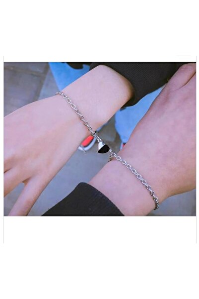 petit bijou Unisex Gümüş Kalpli Bileklik, Sevgili Bilekliği, Bff Bileklik, Ar...