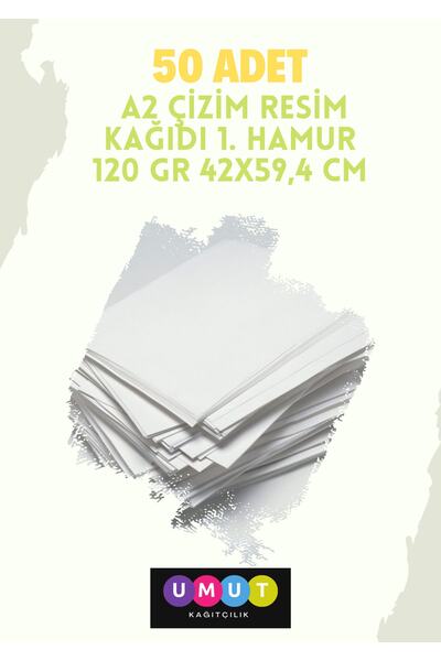 Umut ورق رسم مقاس A2 - الأول عجينة 120 جرام 42x59.4 سم 50 قطعة