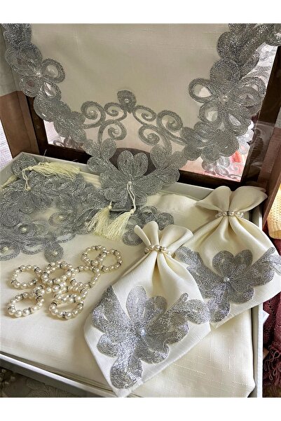 Çt Çeyizci Tekstil Set de masă pentru 12 persoane, 26 piese, dantelă franceză...