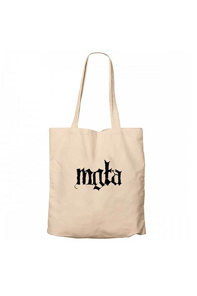 Z zepplin Mgla Logo Text Cream Canvas Tote Bag