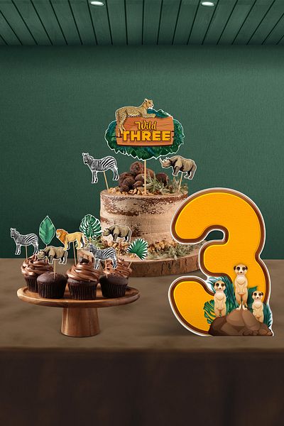 Hey Parti Σετ πάρτι γενεθλίων Safari Age 3 - Tiny