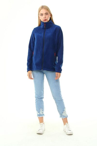 VEGA PORT Women's Indigo Fleece with Zippered Stand Collar