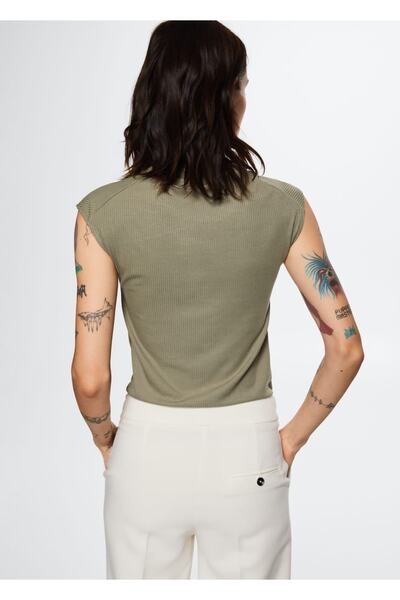 MANGO Woman Βασικό μπλουζάκι με ραβδώσεις