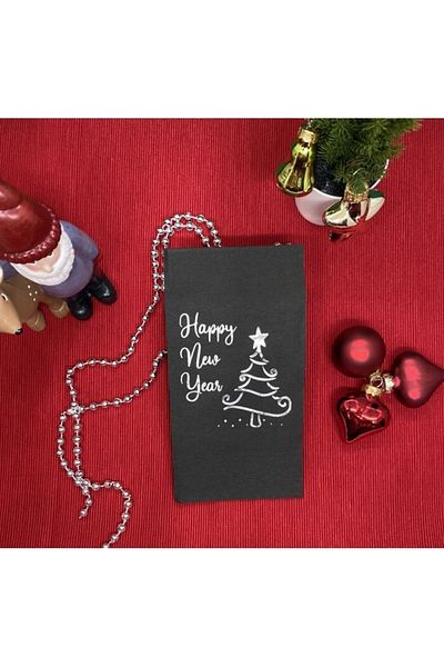 kidspartim Silver Gilt Black Happy New Year Pine Tree Napkin