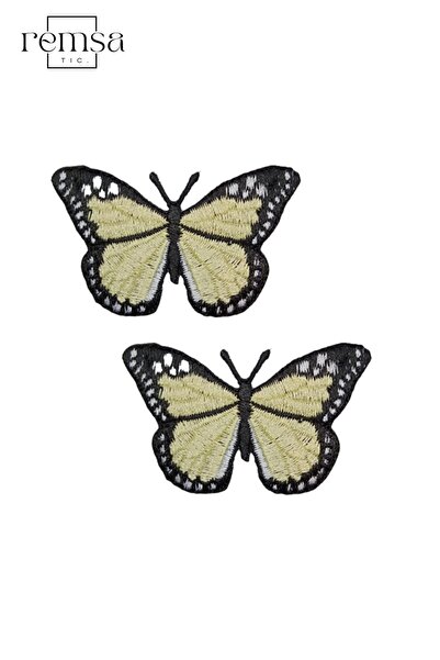 REMSATİC Ütü Ile Yapışan Arma - Patch - Kelebek Modeli Sarı (6CM X 5,5CM) 2 Adet