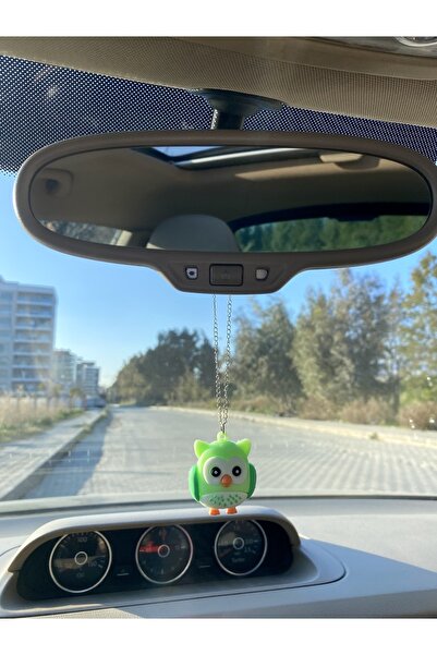 S&E TASARIM زخرفة الرؤية الخلفية للسيارة بومة خضراء صغيرة زخرفة الرؤية الخلفي...