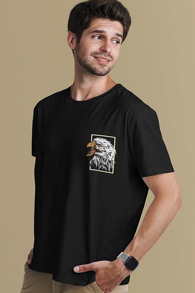 SUNFREE Μαύρο μπλουζάκι με στάμπα Eagle