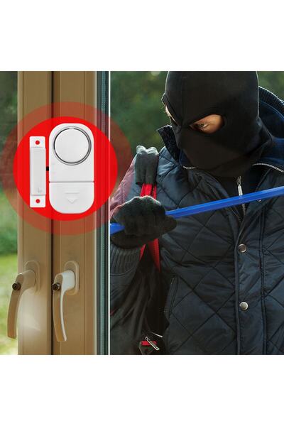 Derwell Yeni 2023 Kapı Pencere Alarmı Yüsek Uyarı Sesli Manyetik 90 Db Alarmlı Pilli Kapı Pencere Mini Alarm