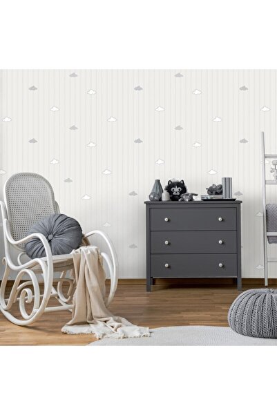 Adawall Adakids 8916 Serie Çizgili Bulut Desenli Çocuk Odası Duvar Kağıdı 8916-1