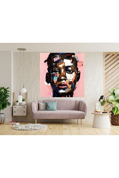HDART Soyut Renkli Boyalı Afrikalı Zenci Siyahi Kadın Tablo