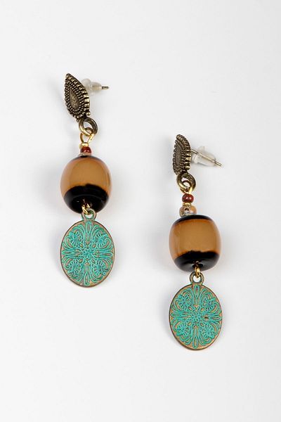 Lila Rosa Ethnic Authentic Earrings with Natural Stone Detail