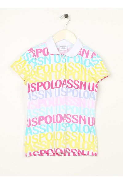 U.S. Polo Assn. Printed White Girl's T-shirt Pelıf