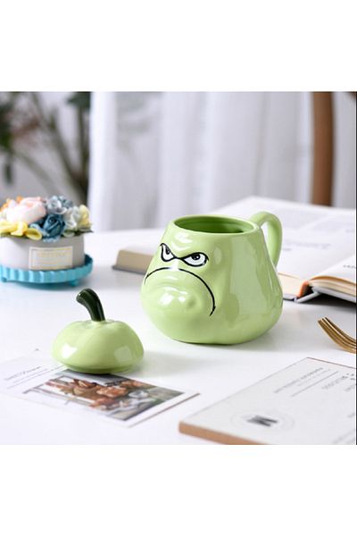 hediyeconcepti Creative New Cartoon Nest Melon Ceramic Cup Fun Funny Mug Cup