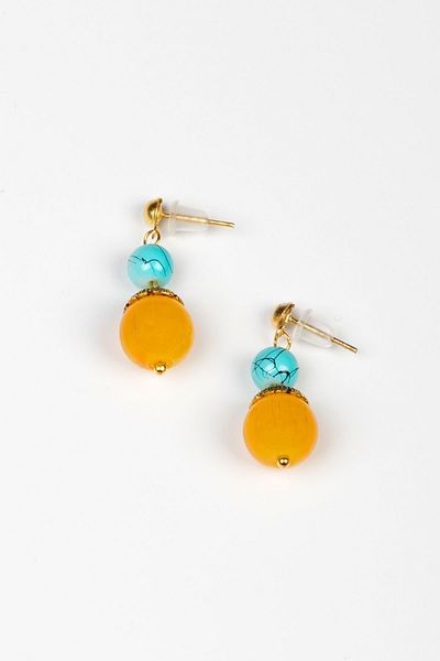 Lila Rosa Ethnic Authentic Earrings with Natural Stone Detail